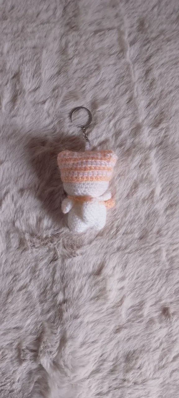 Chaveirinho de crochê de gatinho (Branco) - Foto 3