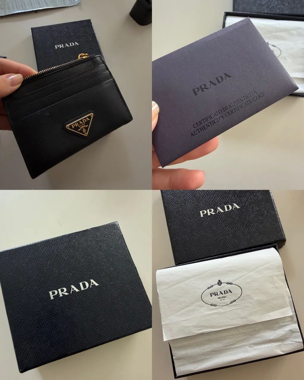 Porta-cartões Prada Saffiano preto com caixa e certificado - Foto 5