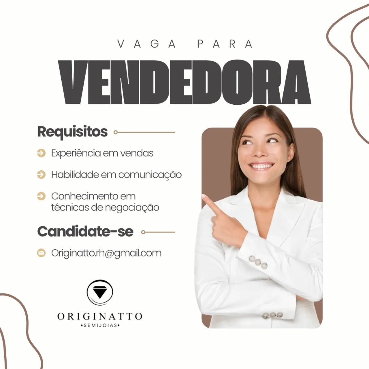 Vaga para vendedora 