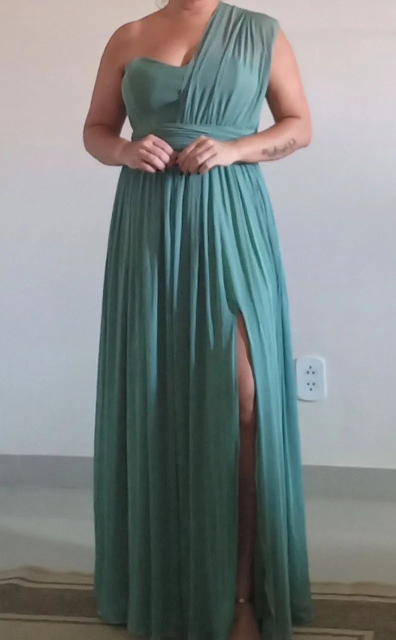 Vestido em tule verde oliva - Foto 5
