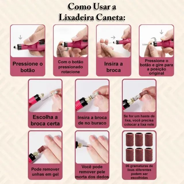 Kit Manicure Lixadeira Eletrica Cabine De Unha Sun Mini - Foto 4