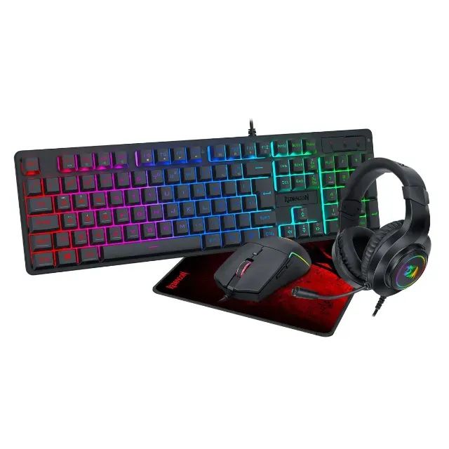 Combo Gamer Redragon Essentials S166 4 em 1 Teclado/Mouse/Headset/Mousepad - WZetta