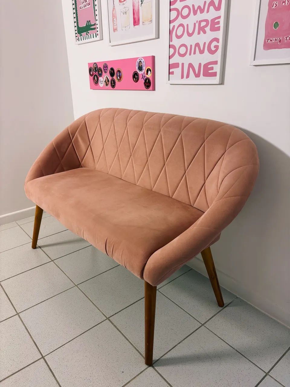 kit sofa namoradeira + 02 poltronas rose gold