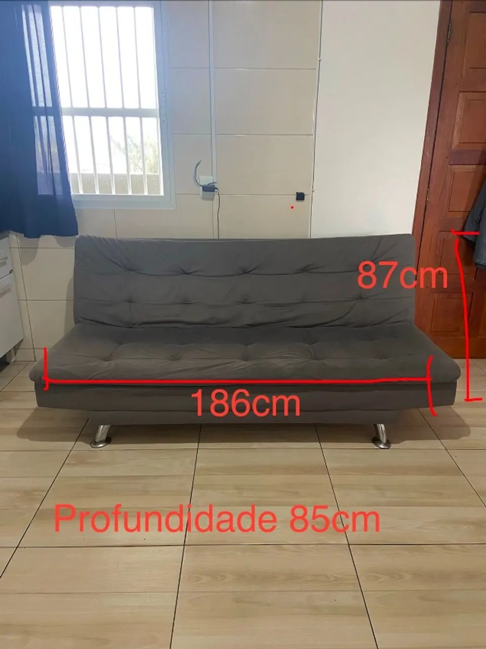 Sofá cama cinza - Foto 2