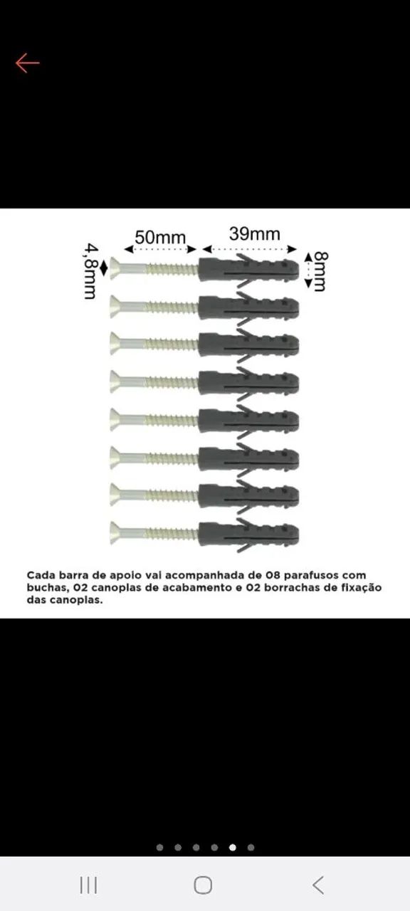 Barra/ alca de apoio  L  para vaso sanitário  70x 80 cm - Foto 3