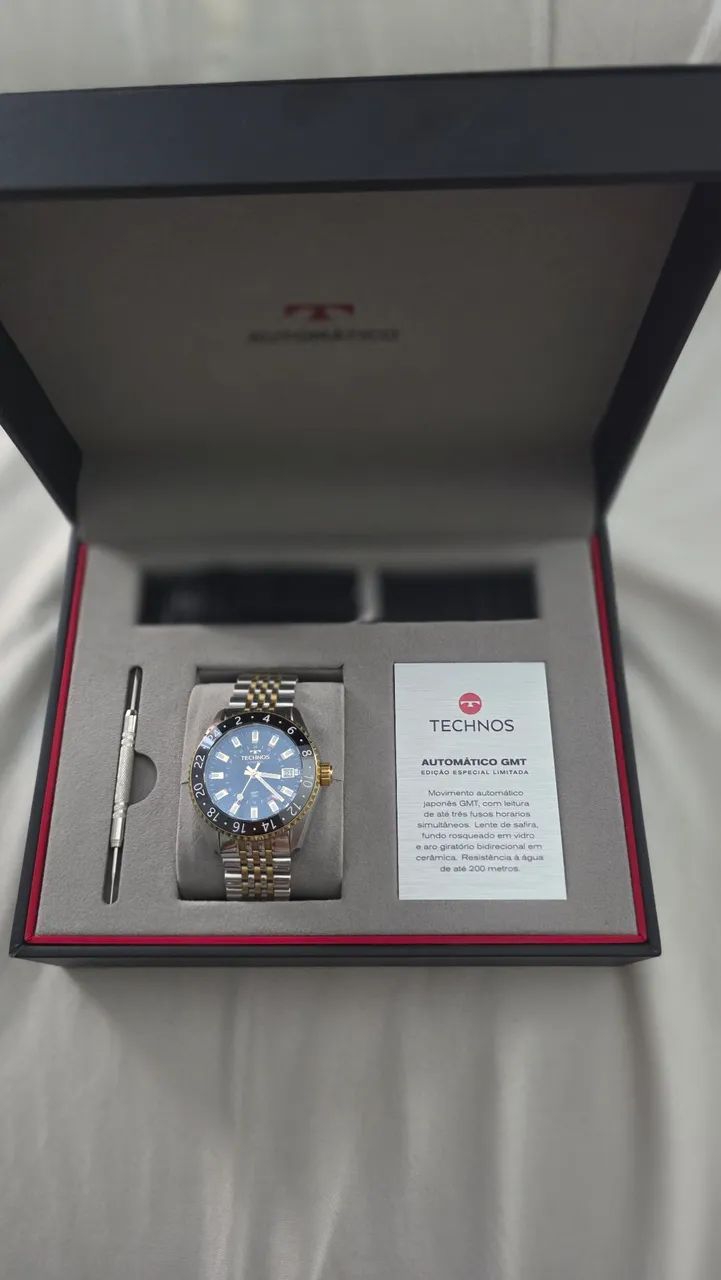 Relógio technos gmt automático 