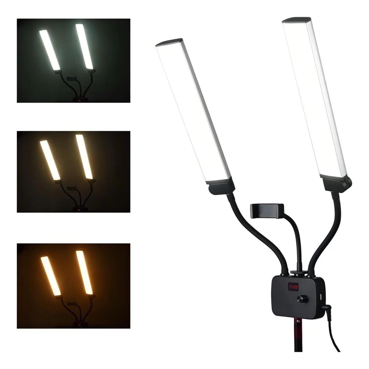 Ring Light Led Braço Duplo Articulado 45w + Tripé + Bolsa Estrutura Preto - Foto 2