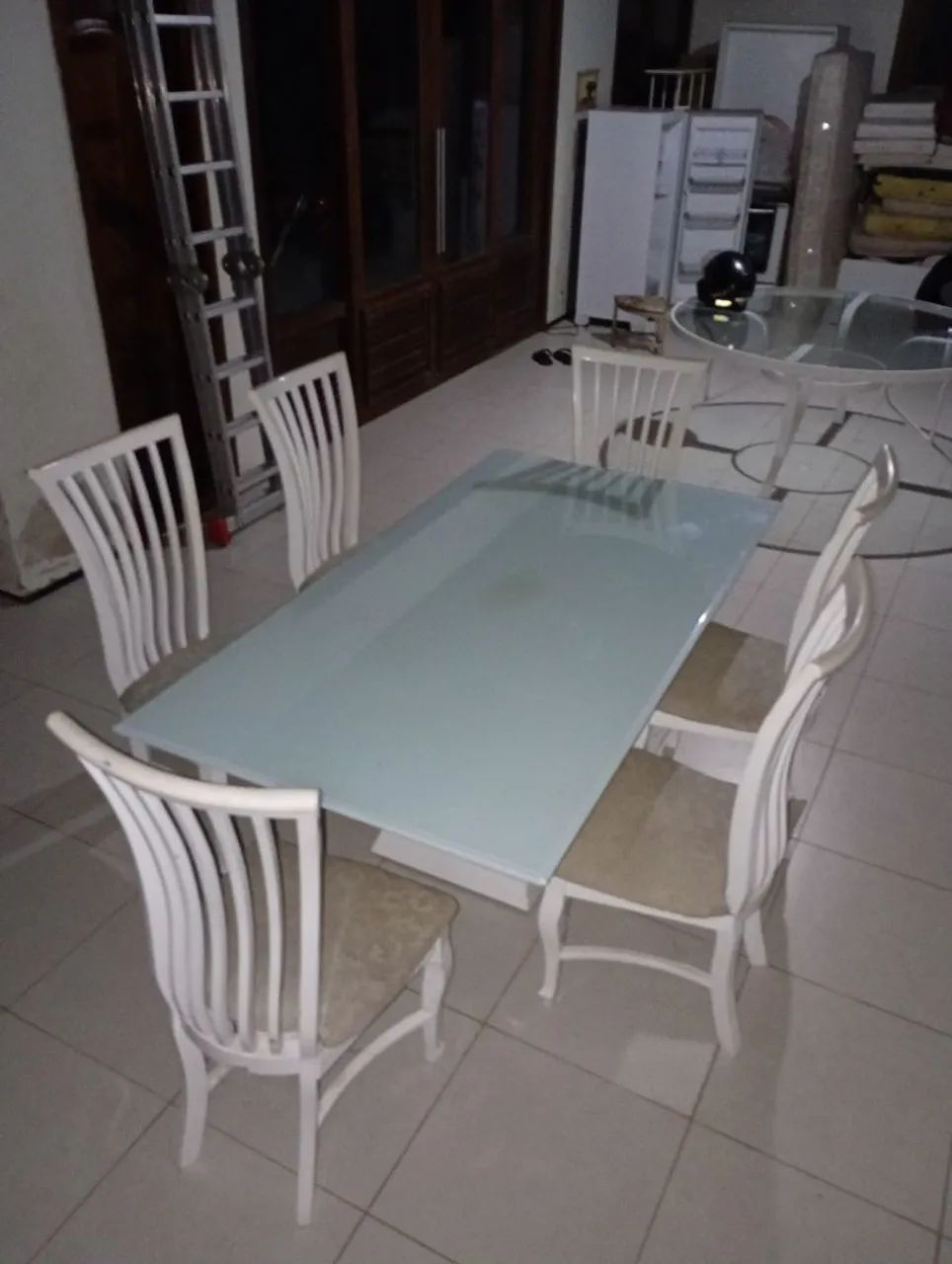 Mesa 06 lugares tampo de vidro branco  - Foto 2