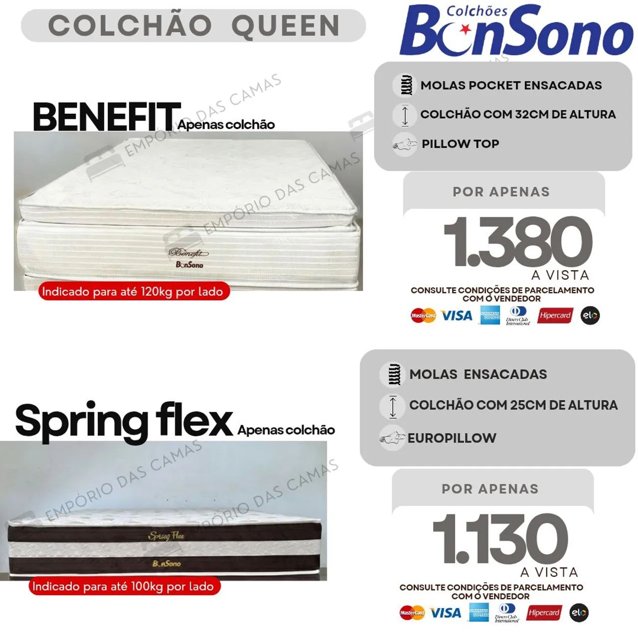 Colchão queen size bonsono Colchões de molas ou espuma  - Foto 3