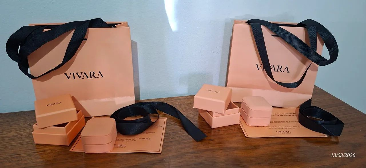 2 kits Vivara sacola + caixinha rosa