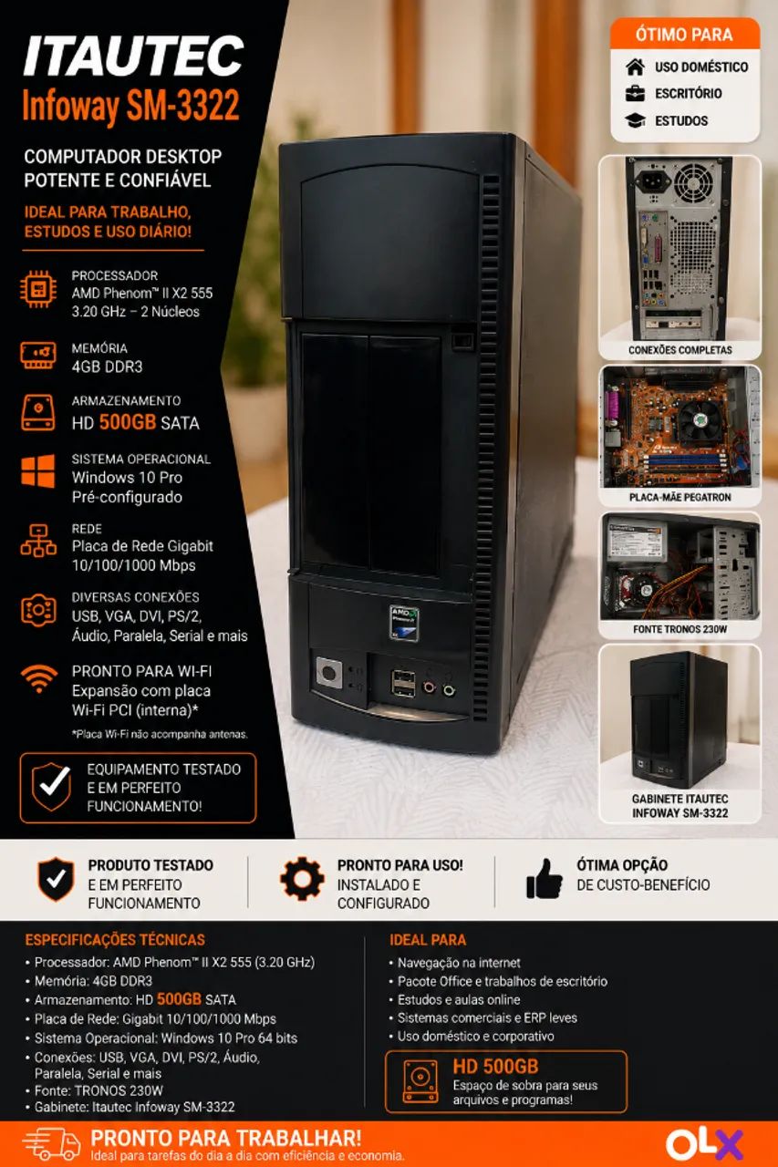 PC Itautec Infoway SM-3322 (4GB RAM e HD 500GB) SKU Itautec 02