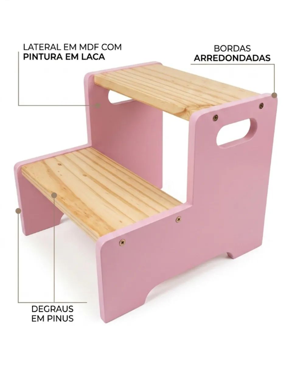 Escada Infantil 2 degraus - MDF Laqueado  - Foto 3