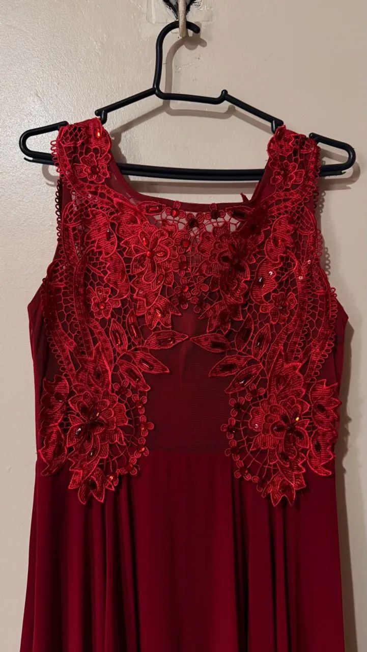 Vestido de gala Vermelho/Vinho - Foto 4