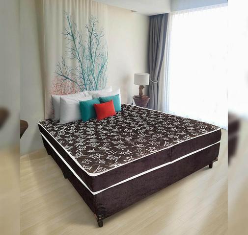 Cama Casal Conjugado Ortopédico - Suede Preto (188x138x52cm) - Foto 4