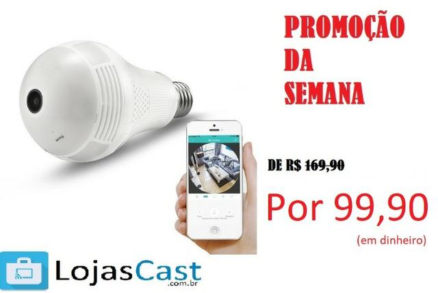 Lâmpada Câmera Espiã 360° WIFI - Aceita cartão de mémoria ate 32GB