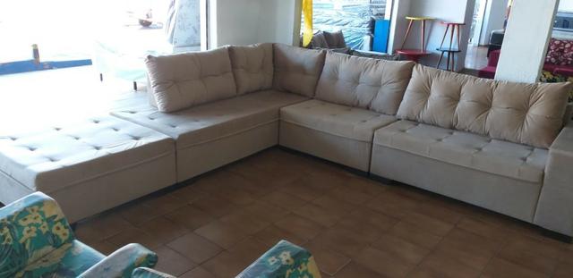 Sofa de canto gigantesco 3.32x2.06 puff enorme apenas 1400 a vista ou 10x159 cartao - Foto 3