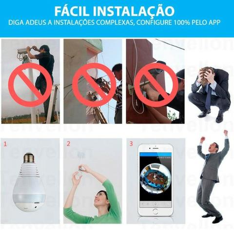 Lâmpada Câmera Espiã 360° WIFI - Aceita cartão de mémoria ate 32GB - Foto 2