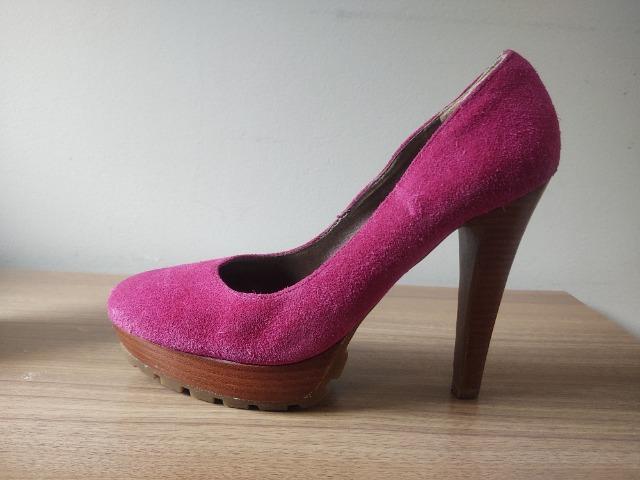 scarpin meia pata pink