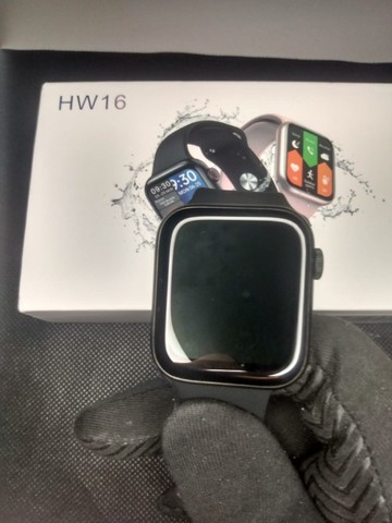 Relógio smartwatch IWO Hw16 + brinde preto apple android esporte - Foto 2