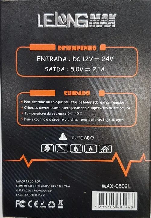 Carregador  Veícular  Iphone  Lelong 2.1A Maxx !!  Com cabo ... - Foto 2