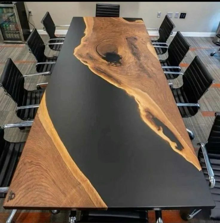 Mesa em madeira maciça com resina epóxi - Foto 2