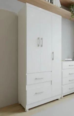 Roupeiro Solteiro 100% Mdf 3Prt 2Gav