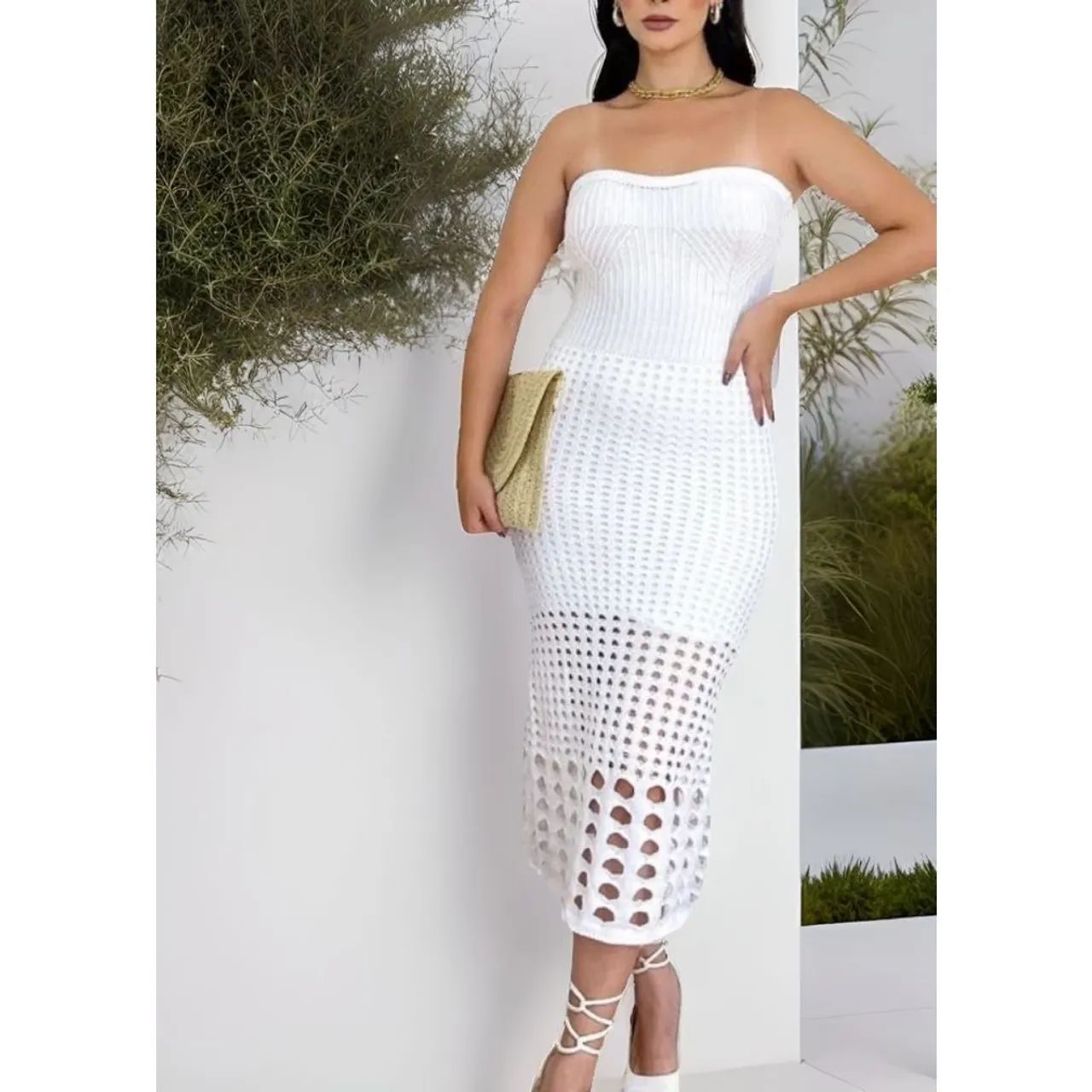 Vestido Branco de tricô modal - Novo