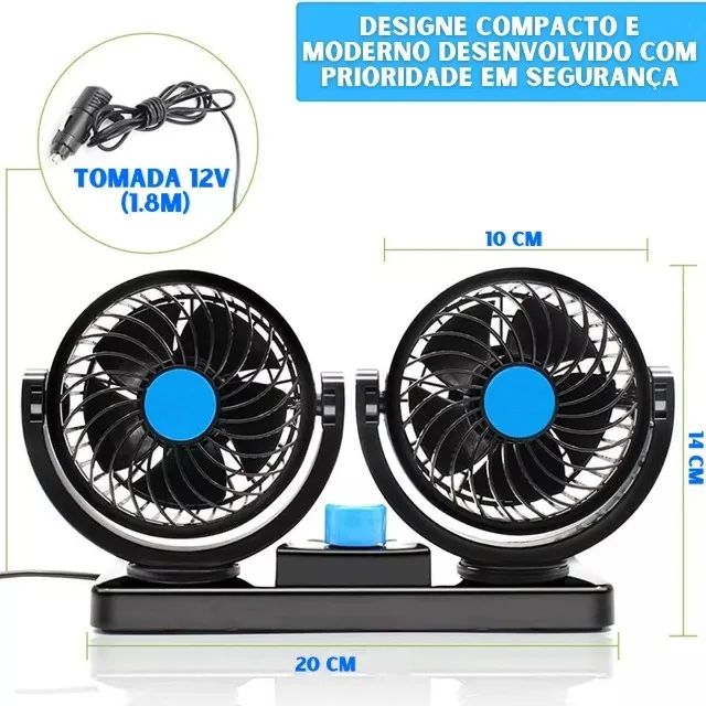 Ventilador Automotivo Duplo 12v Ajustável Carro Van Caminhão  Loja Coimbra Computadores - Foto 4