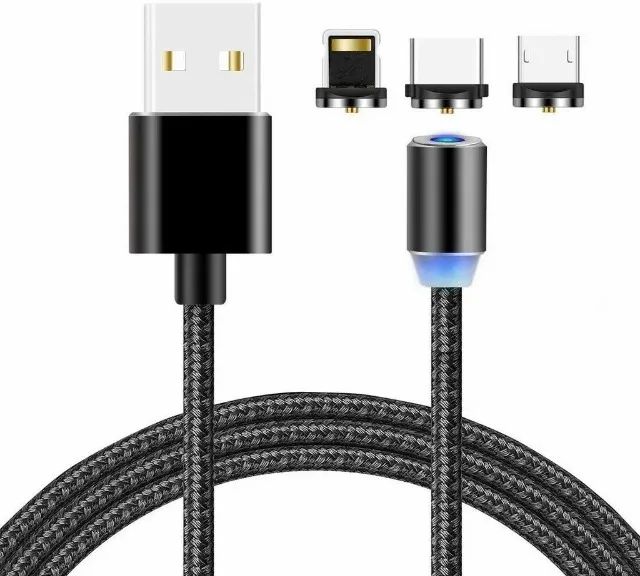 Cabo Carregador Magnético 3x1 iPhone Tipo C Micro Usb Rápido - Foto 3