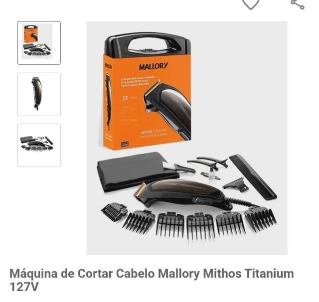 cortador de cabelo Mallory mithos Titanium com acessórios 110v