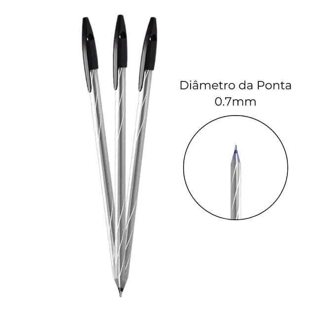 Caneta Esferográfica Cis Spiro Pro Preta Caixa 12 Unidades  cod: 10089 - Foto 4