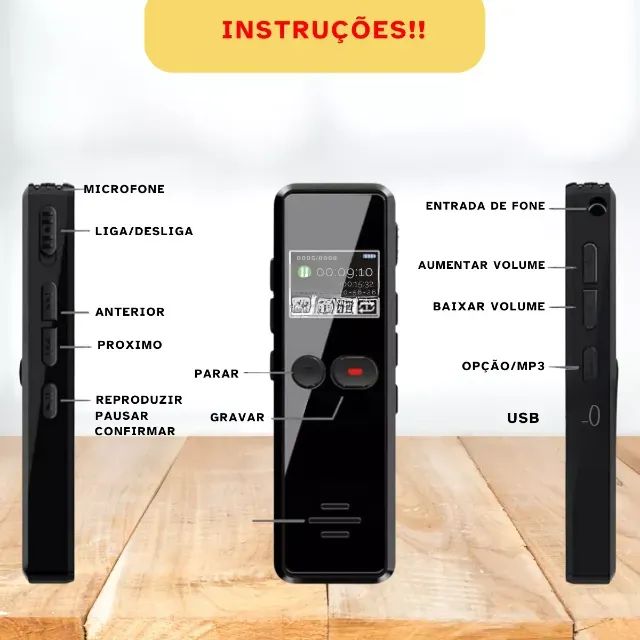 Mini Gravador Voz 35 Horas Digital  Audio Sensor Voz - Foto 3