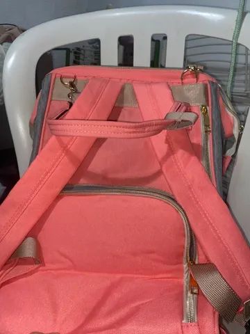 MOCHILA MATERNIDADE BH ROSA E CINZA