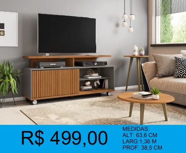 Rack com 1,35 com rodinhas - Entrega e montagem gratis 