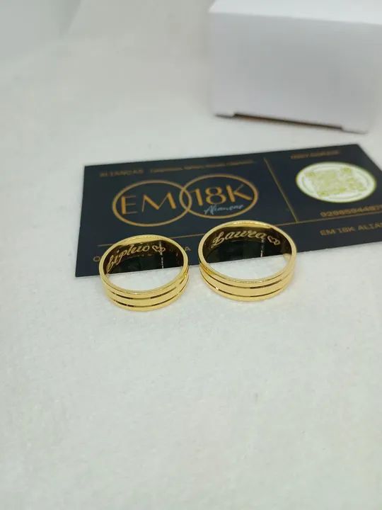 Prata banhado a Ouro - Alianças modelos com 6mm - Foto 4