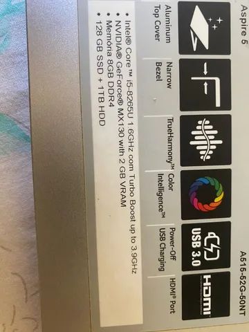 Notebook Acer Aspire 5 Intel i5 8GB 128GB ssd Nvidia Geforce MX130 15.6" - Foto 3