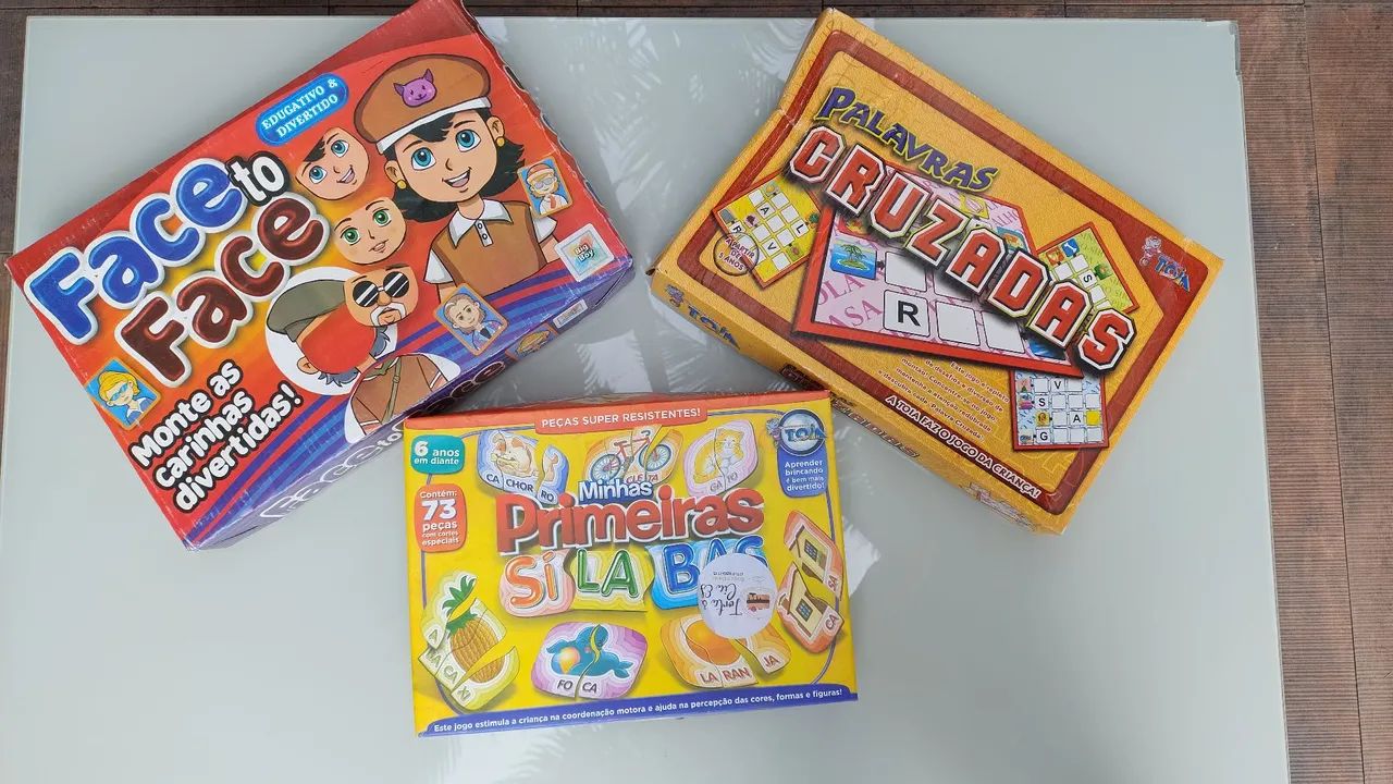 3 Jogos infantis - Face to Face, Palavras Cruzadas e Minhas Primeiras Sílabas