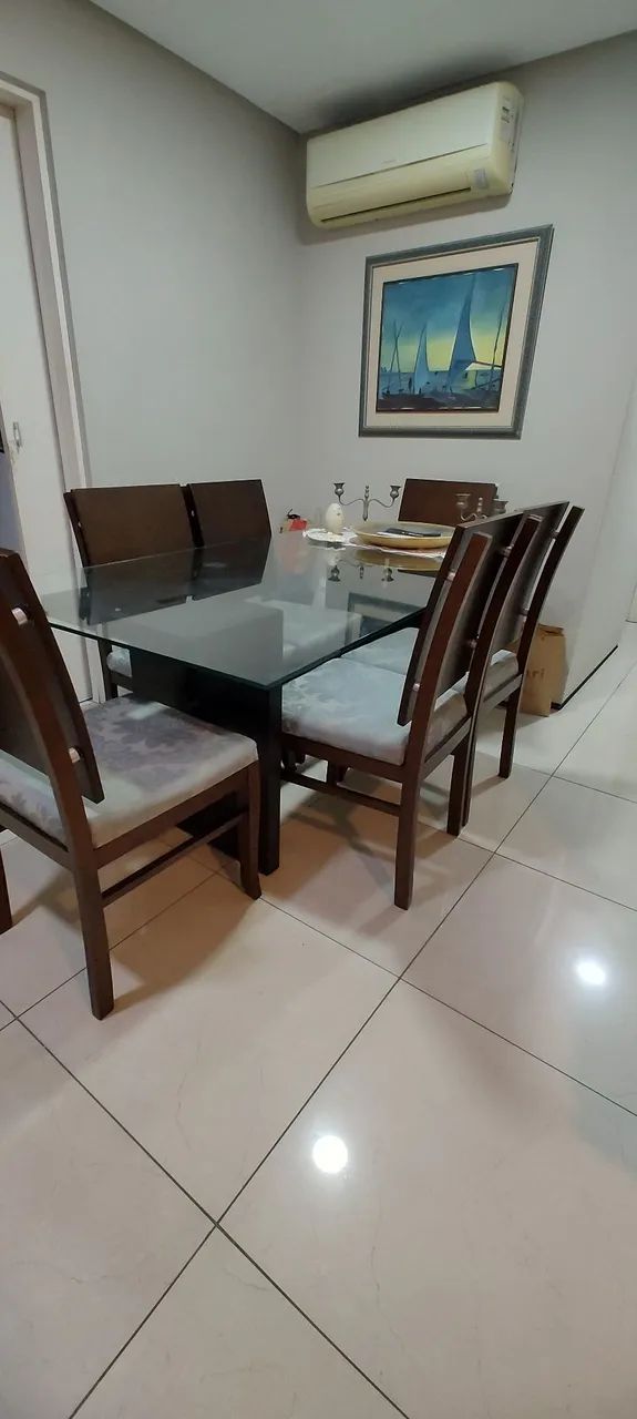 Mesa Jantar  Madeira e Vidro + 6 cadeiras - Foto 3