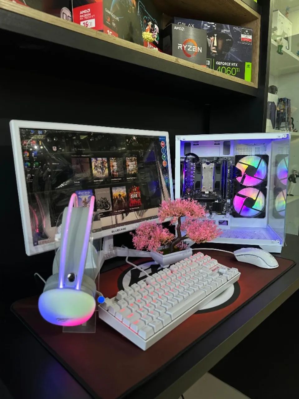 Pc Gamer Full BRanco Completo AMD Ryzen 5 16 de  RAM SSD 512 + NOTA FISCAL (Lojaswiki)