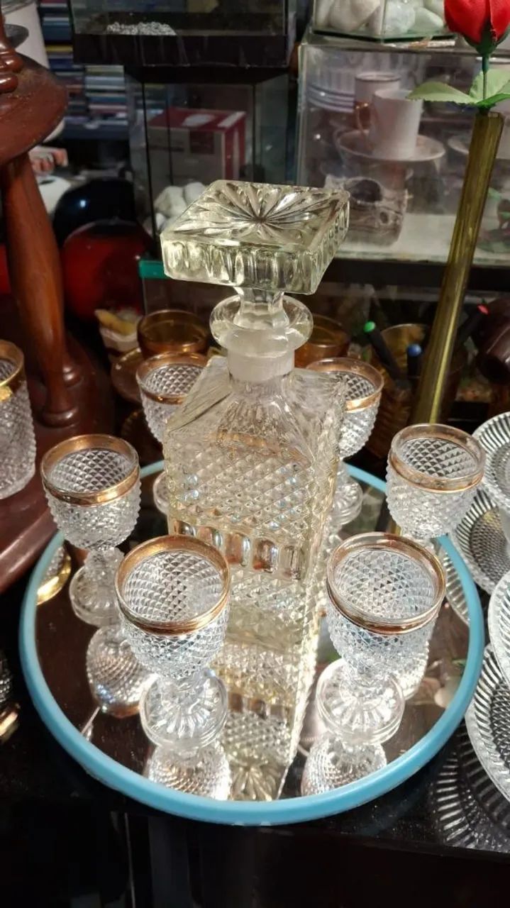 Licoreira de Cristal com Taças 