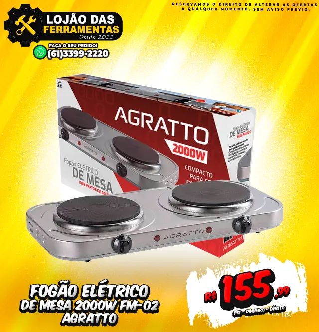 Fogão Elétrico de Mesa 2000w Fm-02 Agratto