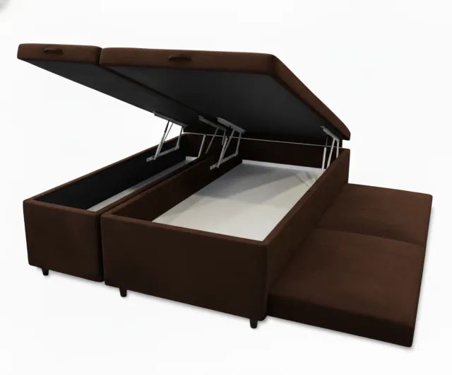 cama box bau com auxiliar casal 138x188cm  - Foto 2