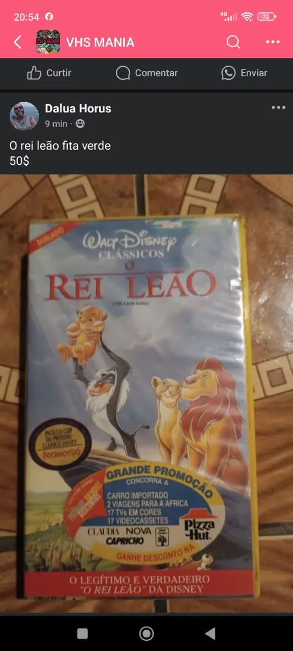 Fita VHS Rei Leão - Dublado