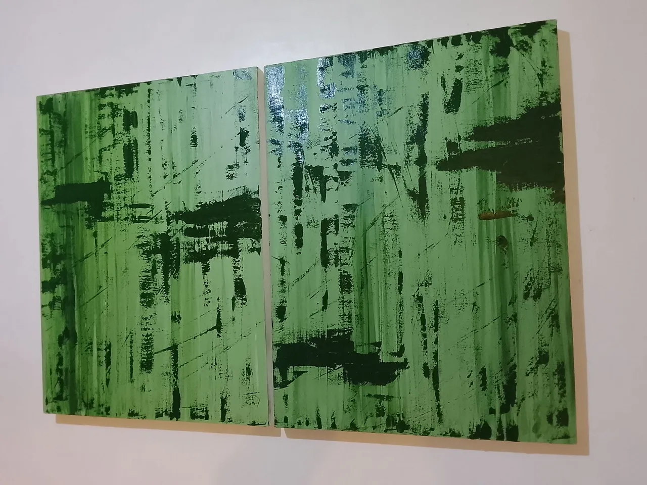 Quadros Abstratos em Tons de Verde