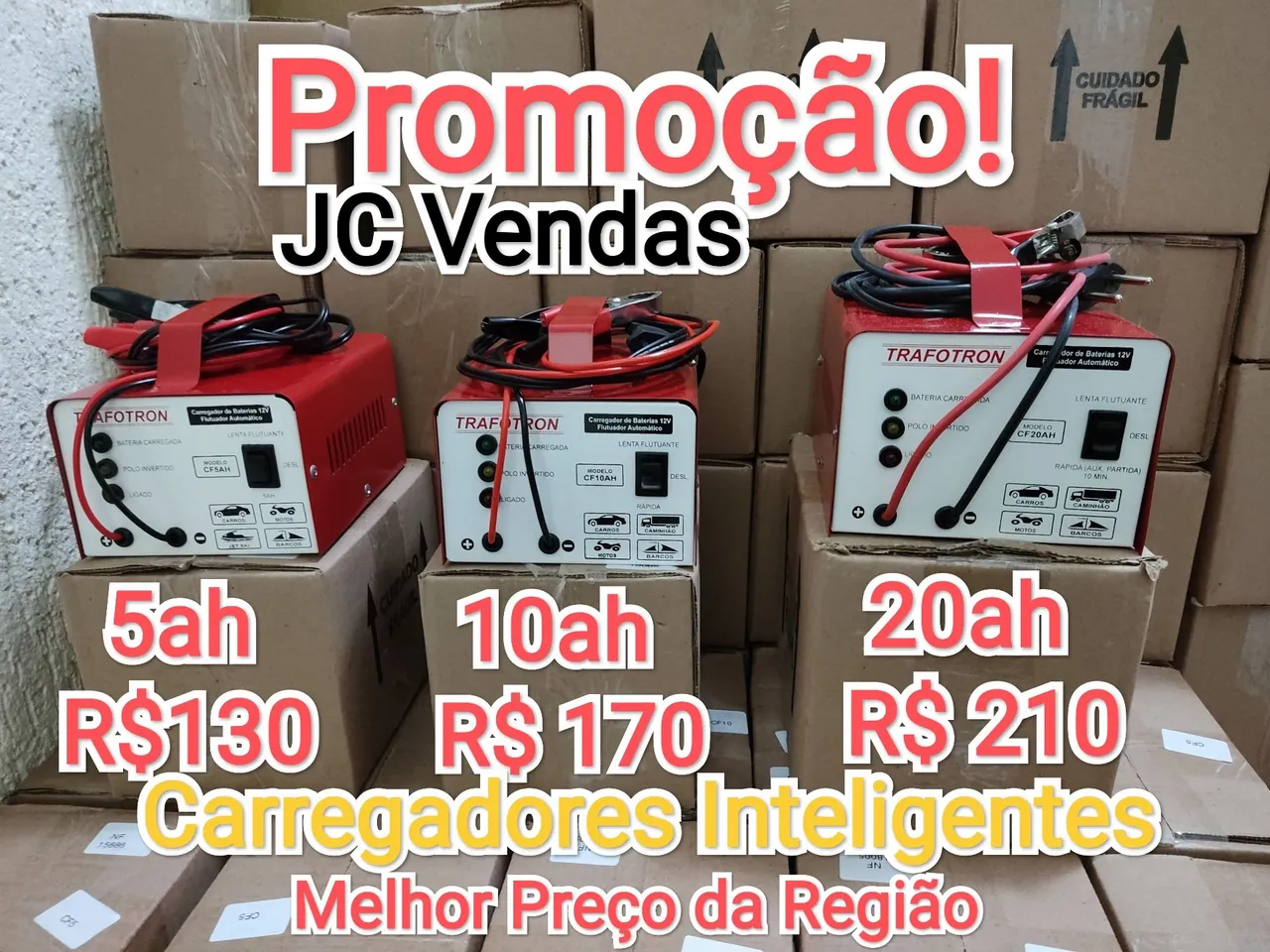 Promoção! Carregador De Bateria Automotivo 12v Até 300ah Inteligente/Flutuante