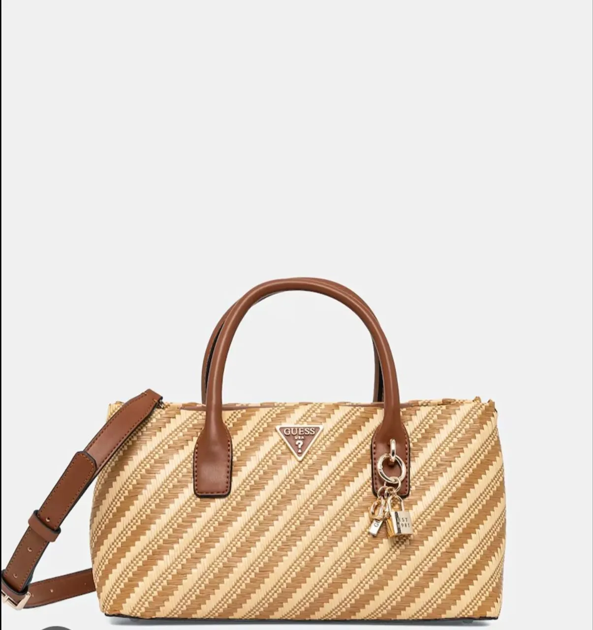 Bolsa Guess Palha com Detalhes em Couro