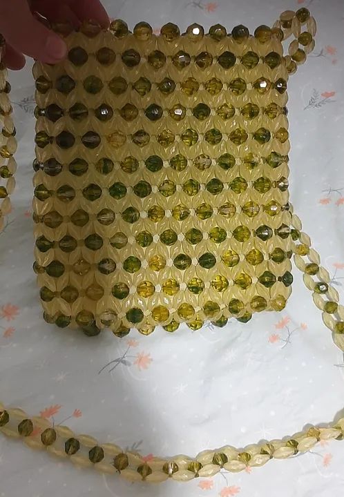 Bolsa de Miçangas Personalizada Verde Escura / Conta Acrílica Sextevada breaded 17 cm - Foto 2