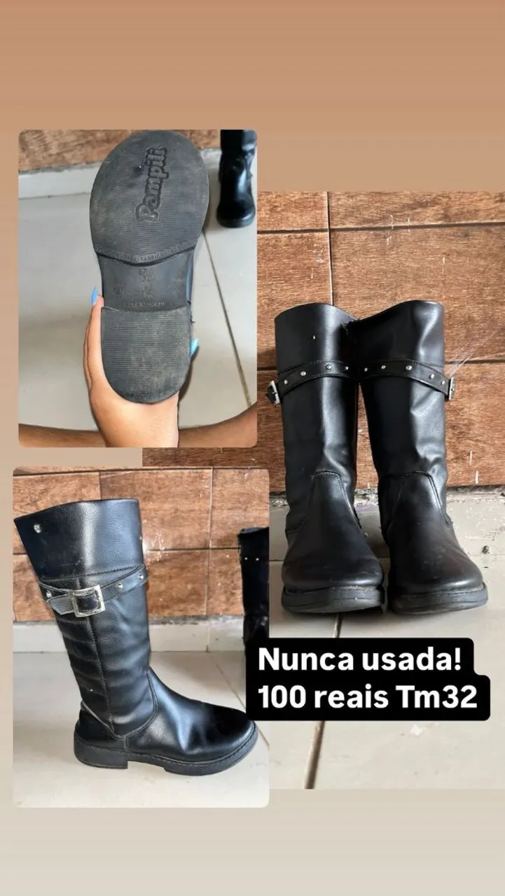Bota Infantil Pampili Preta - Tamanho 32