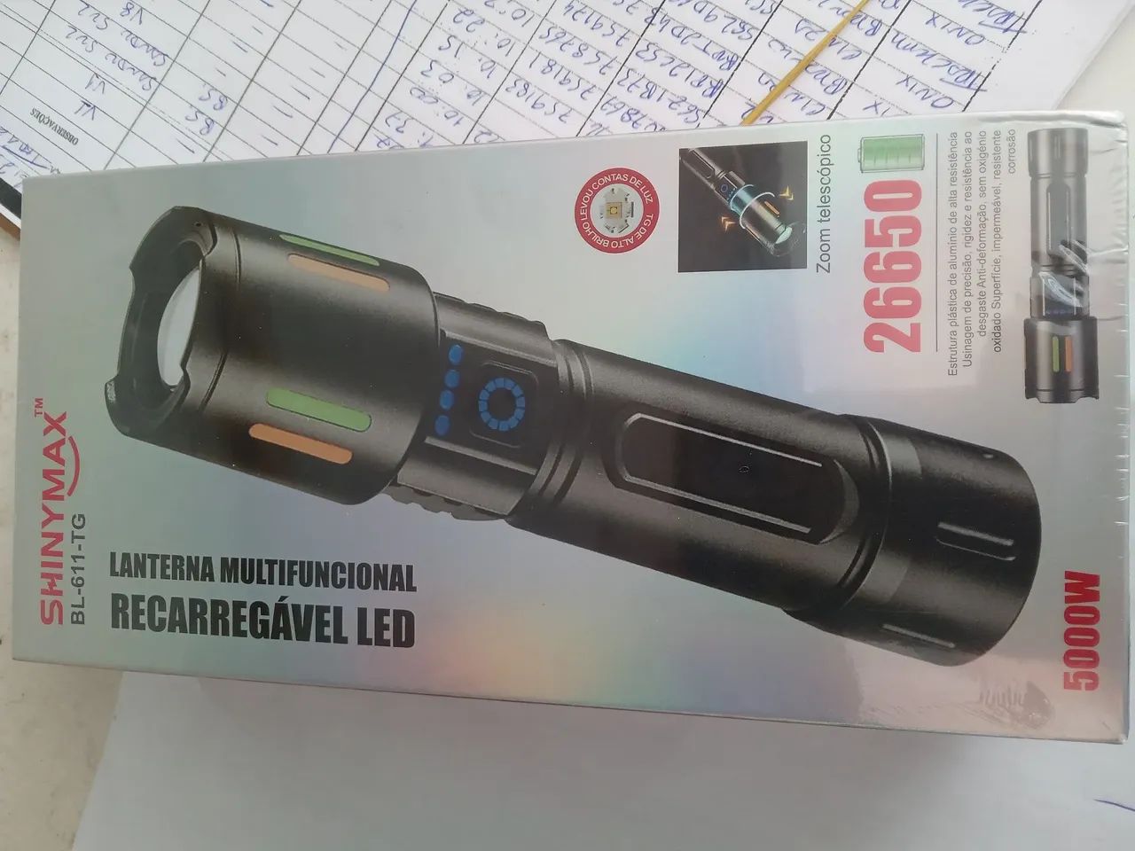 Lanterna Multifuncional Recarregável LED SHINYMAX 5000W