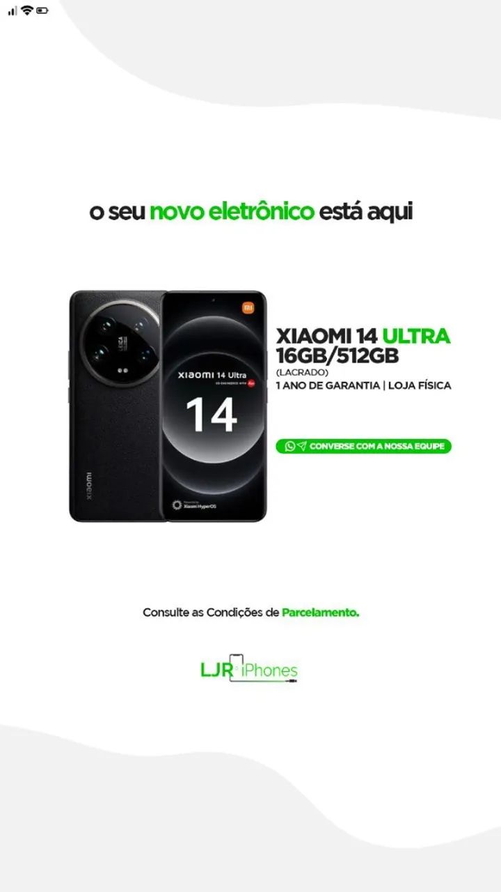 XIAOMI 14 ULTRA 512GB - NOVO LACRADO - 1 ANO DE GARANTIA - LOJA FÍSICA